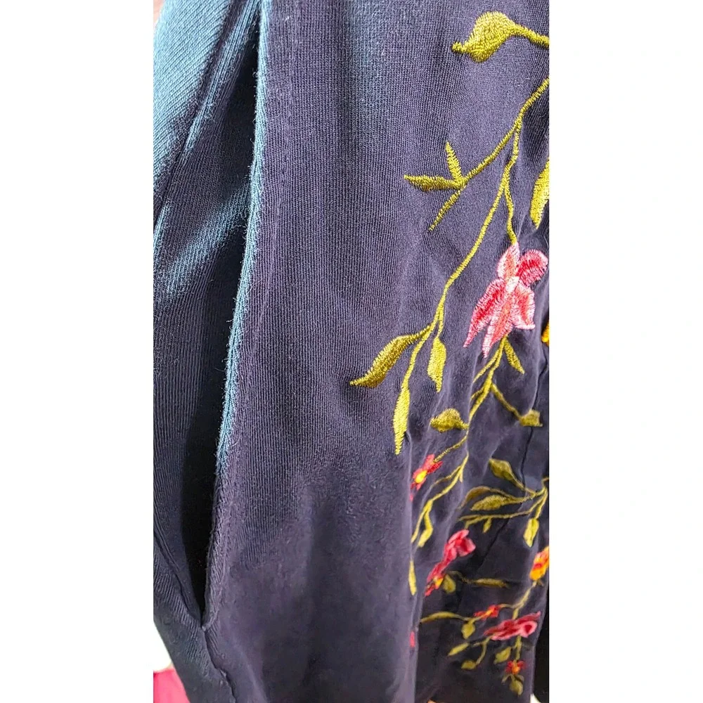 Eshakti Navy Blue Floral Embroidered Fit n Flare Midi Dress Womens Medium Custom - Picture 9 of 10